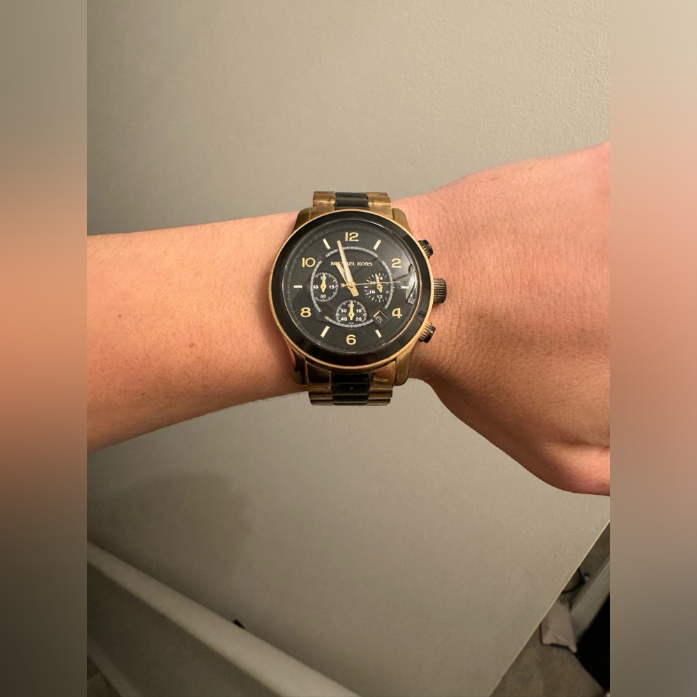 Michael Kors XL Runway Watch in Gold & Black